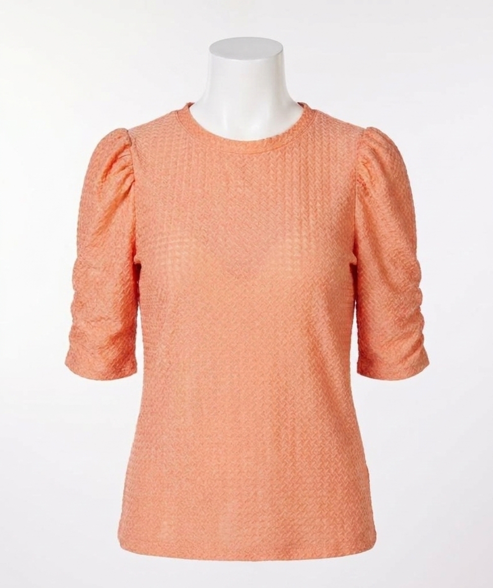 NEW ESQUALO brittany puff sleeve top in bright peach